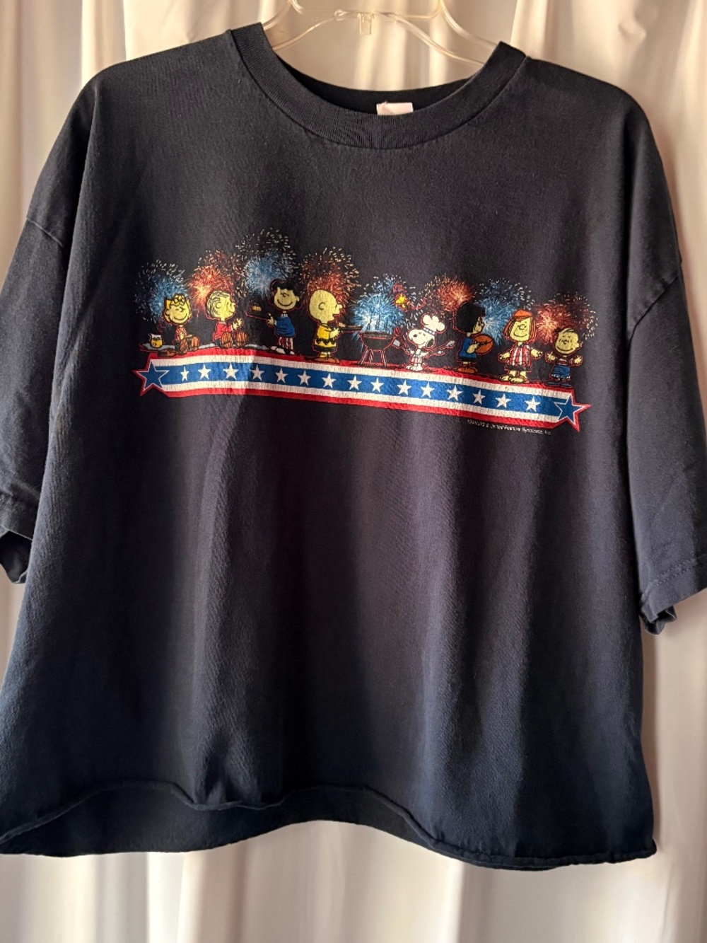 Vtg Charlie Brown Peanuts July 4th Celebration Fireworks Cropped T-Shirt Men XXL